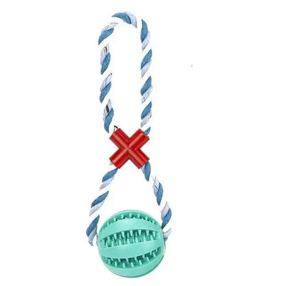 Lake Blue White Hemp Rope Toys Treat Interactive Rubber Leaking Balls for Small Dogs Chewing Bite Resistant Pet Tooth Cleaning TRENDYPET'S ZONE