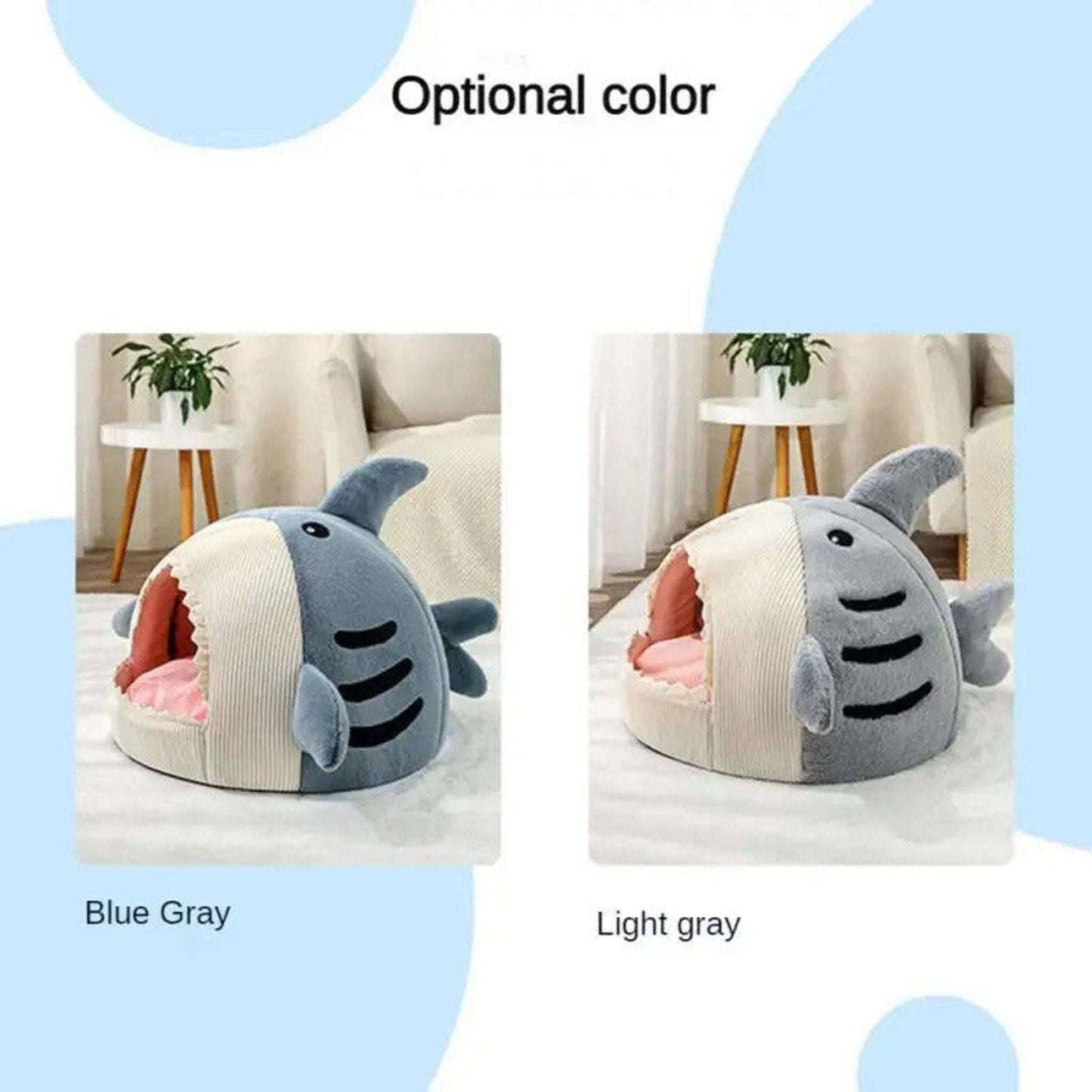 Light Gray Cat Mat Shark-Shaped Kennel Kitten Bed Hideout House Semi-Closed Nest TRENDYPET'S ZONE