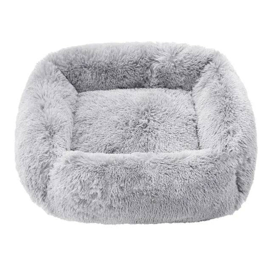 Light Grey Fluffy Dog Sofa Bed Square Pet Beds Cat Mat Plush Dogs House Indoor Winter Warm Pet Sleeping Kennel For Small Medium Large Dogs TRENDYPET'S ZONE