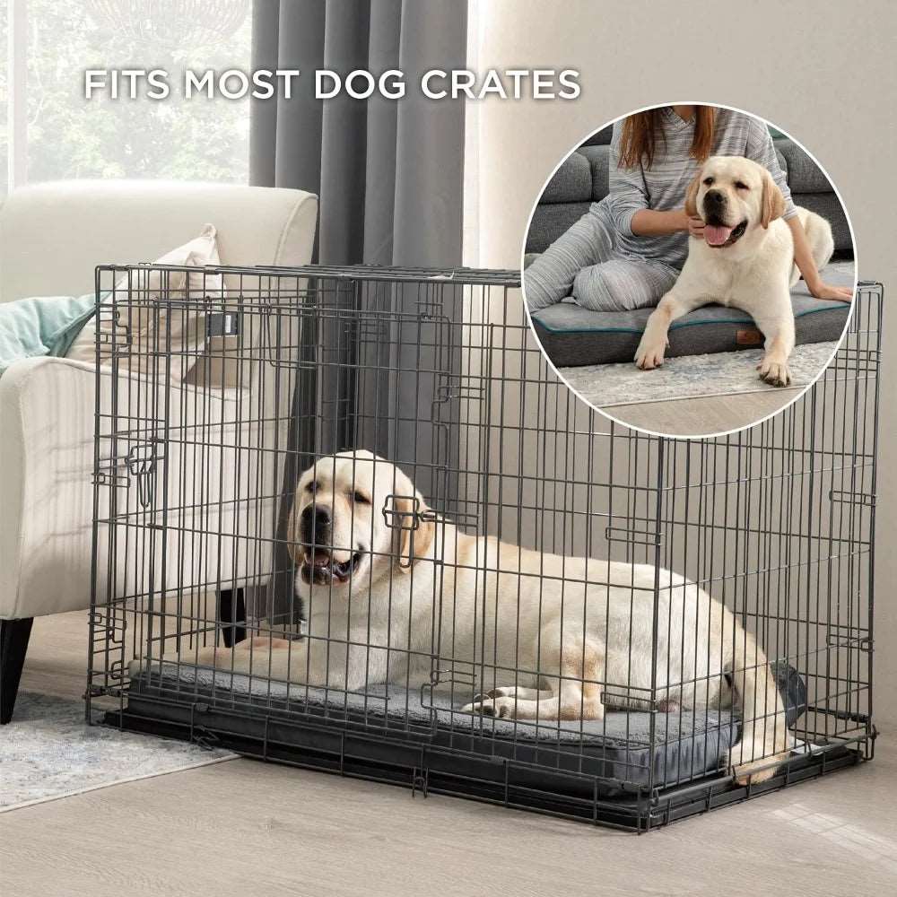 Light Grey Orthopedic Waterproof Dog Bed with Removable Washable Cover and Nonskid Bottom for Crate, Memory Foam XL Size 41" × 29" × 3.5" TRENDYPET'S ZONE