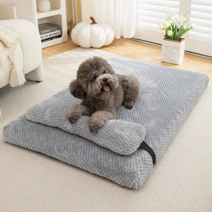 Light Grey Warm Calming Dog Puppy Bed Mat Pillow Fluffy Plush with Removable Washable Cover for X-Large, Large, Medium, Small Dogs TRENDYPET'S ZONE