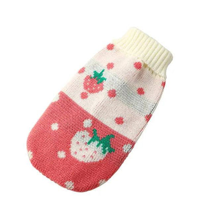 Light Pink Strawberry Cat Kitten Sweater Winter Warm Clothes For Small Medium Dogs Coat Pet Outfit TRENDYPET'S ZONE