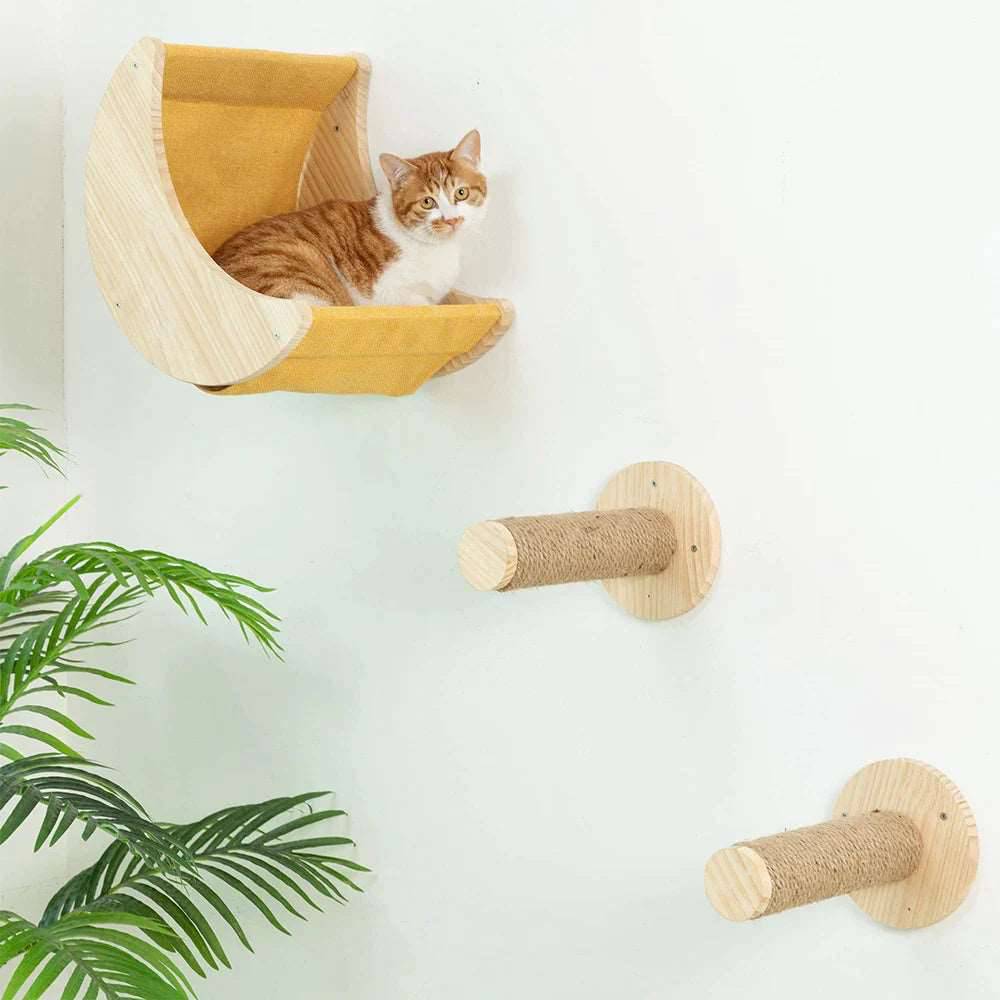 Moon Cat Shelf Wall Mounted with Two Steps Climbing Activity Indoor Cats Modern Wall Furniture TRENDYPET'S ZONE