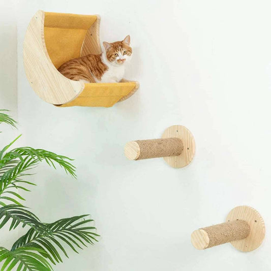 Moon Cat Shelf Wall Mounted with Two Steps Climbing Activity Indoor Cats Modern Wall Furniture - Trendypet's Zone