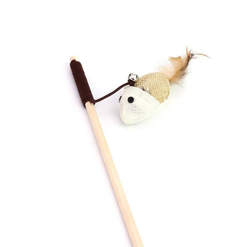 Mouse Cat Teaser Feather Toys Kitten Funny Rod Wand Toys Wood Pet Toys Interactive Stick TRENDYPET'S ZONE