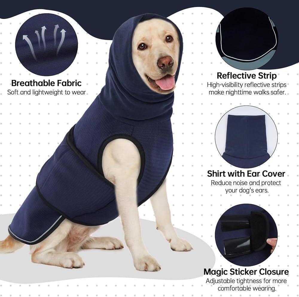 Navy Blue Dog Anti-Anxiety Vest Calming Jacket with Hoodie TRENDYPET'S ZONE