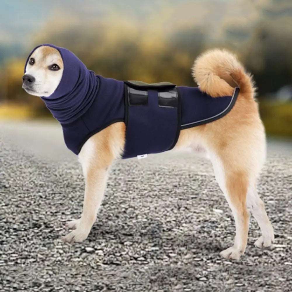 Navy Blue Dog Anti-Anxiety Vest Calming Jacket with Hoodie TRENDYPET'S ZONE