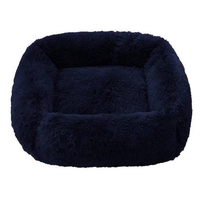 Navy Blue Fluffy Dog Sofa Bed Square Pet Beds Cat Mat Plush Dogs House Indoor Winter Warm Pet Sleeping Kennel For Small Medium Large Dogs TRENDYPET'S ZONE