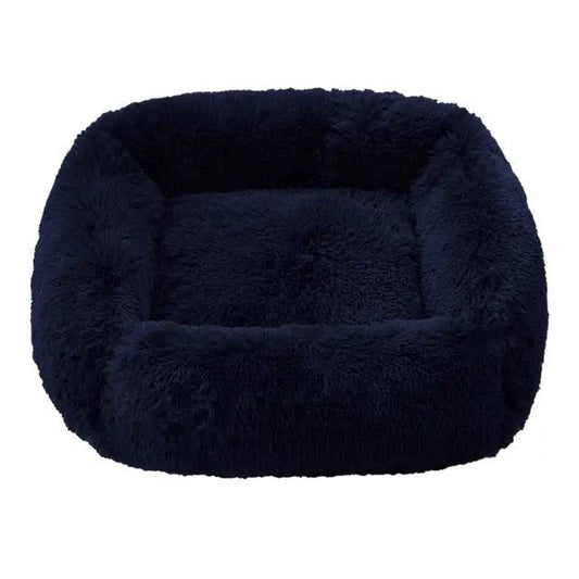 Navy Blue Fluffy Dog Sofa Bed Square Pet Beds Cat Mat Plush Dogs House Indoor Winter Warm Pet Sleeping Kennel For Small Medium Large Dogs - Trendypet's Zone