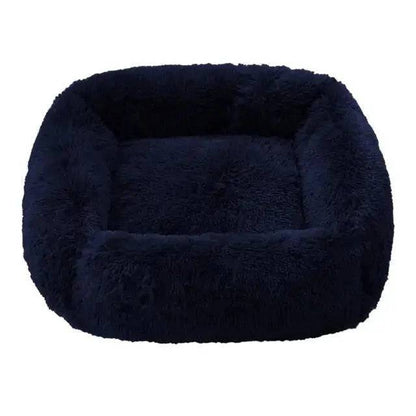 Navy Blue Fluffy Dog Sofa Bed Square Pet Beds Cat Mat Plush Dogs House Indoor Winter Warm Pet Sleeping Kennel For Small Medium Large Dogs TRENDYPET'S ZONE