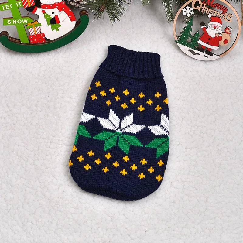 Navy Blue Warm Knitted Pet Dogs Cats Sweater Winter Clothes TRENDYPET'S ZONE