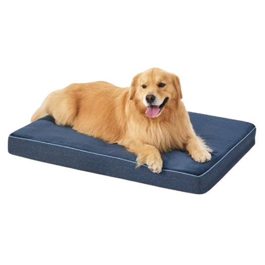 Navy Orthopedic Waterproof Dog Bed with Removable Washable Cover and Nonskid Bottom for Crate, Memory Foam XL Size 41" × 29" × 3.5" - Trendypet's Zone