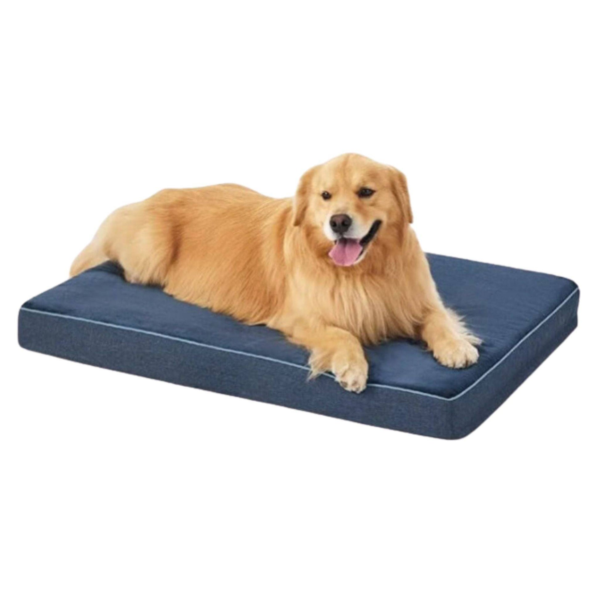 Navy Orthopedic Waterproof Dog Bed with Removable Washable Cover and Nonskid Bottom for Crate, Memory Foam XL Size 41" × 29" × 3.5" TRENDYPET'S ZONE