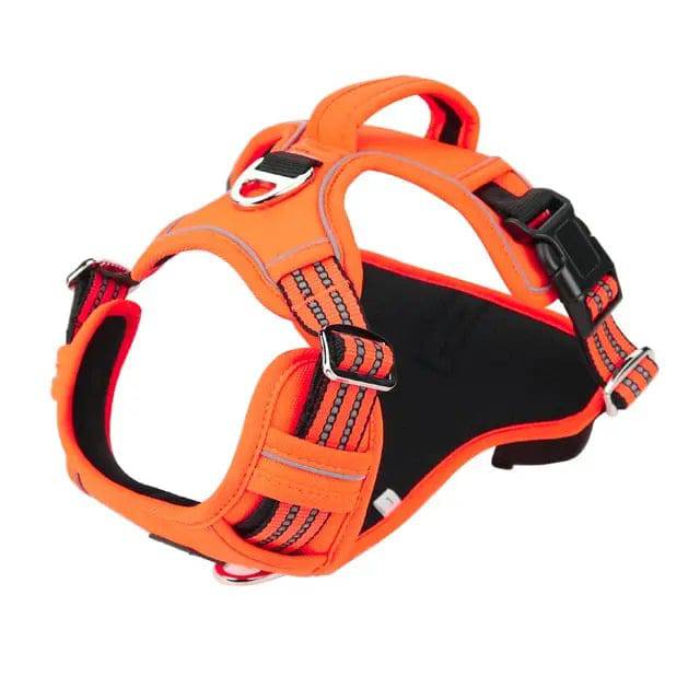 Orange 1000D Oxford Cloth Reflective Pet Dog Harness Service Vest with Vertical Handle Adjustable Collars TRENDYPET'S ZONE