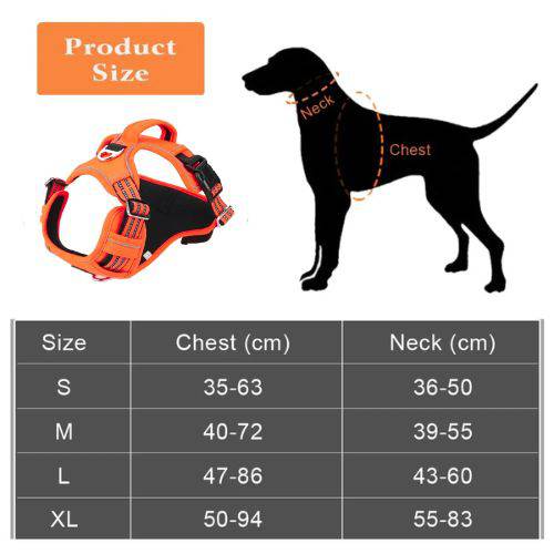 Orange 1000D Oxford Cloth Reflective Pet Dog Harness Service Vest with Vertical Handle Adjustable Collars TRENDYPET'S ZONE