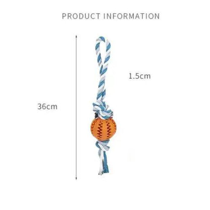 Orange Ball Blue Hemp Rope Toys Treat Interactive Rubber Leaking Balls for Small Dogs Chewing Bite Resistant Pet Tooth Cleaning - Trendypet's Zone