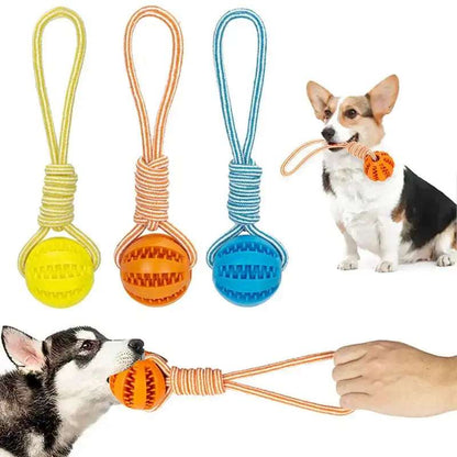 Orange Ball Hemp Rope Toys Treat Interactive Rubber Leaking Balls for Small Dogs Chewing Bite Resistant Pet Tooth Cleaning - Trendypet's Zone