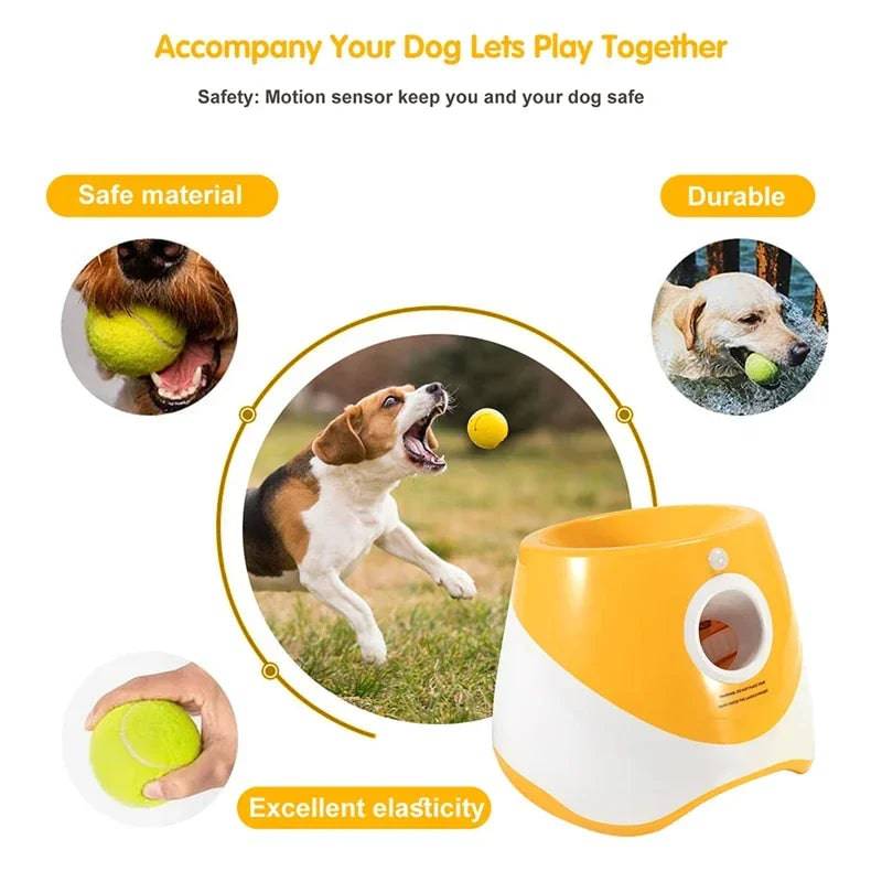 Orange Dog Tennis Launcher Automatic Pet Puppy Chase Toy Mini Tennis Throwing Pinball Machine Fun Interactive Throw Rechargeable Catapult - Trendypet's Zone