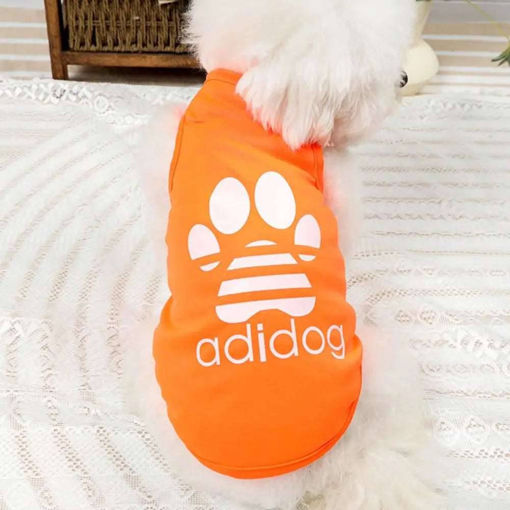 Orange Dog Top Puppy Breathable Cool Mesh T-Shirt Cartoon Print Sun Protection Clothing Polyester Thin Vest Summer TRENDYPET'S ZONE