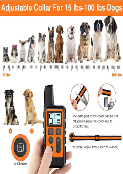 Orange Dog Training Collar 500m Control Trainer Device Vibration / Electrostatic pulse / Warning Stop Bark Deterrents TRENDYPET'S ZONE