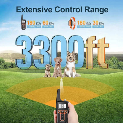 Orange Dog Training Collar with 3300FT Remote, IPX7 Waterproof Rechargeable Shock Collar for Large Medium Small Dog, 3 Safe Training Modes with Beep, Vibration and Shock, Adjustable Electronic Dog Collar TRENDYPET'S ZONE