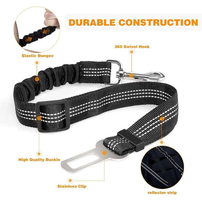 Orange Elastic Pet Supplies Car Seat Belt Dog Seat Belt Dog Leash Vehicle Belt Adjustable Cushioning Elastic Reflective Safety Rope for Dog Cat TRENDYPET'S ZONE