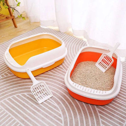 Orange Half Closed High-Capacity Cat Litters Box Anti-splash Durable For Home Indoor - Trendypet's Zone