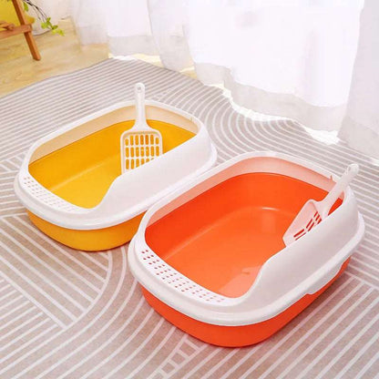 Orange Half Closed High-Capacity Cat Litters Box Anti-splash Durable For Home Indoor - Trendypet's Zone