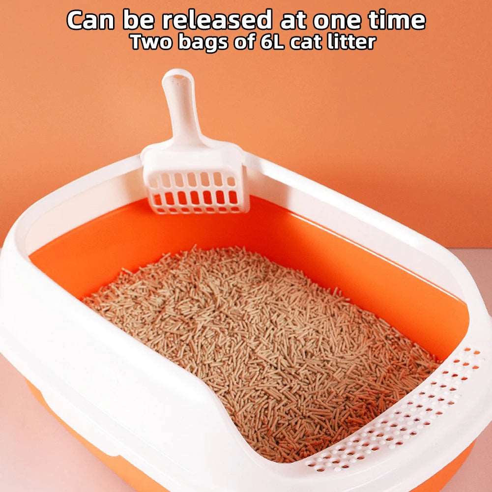 Orange Half Closed High-Capacity Cat Litters Box Anti-splash Durable For Home Indoor - Trendypet's Zone