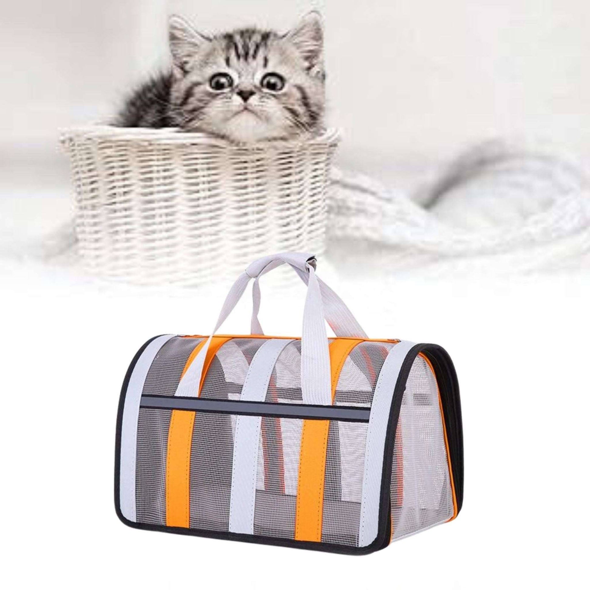 Orange Pet Carrying Bag Large Capacity Portable Breathable Shoulder Bag For Outdoor Use Suitable For All Seasons TRENDYPET'S ZONE