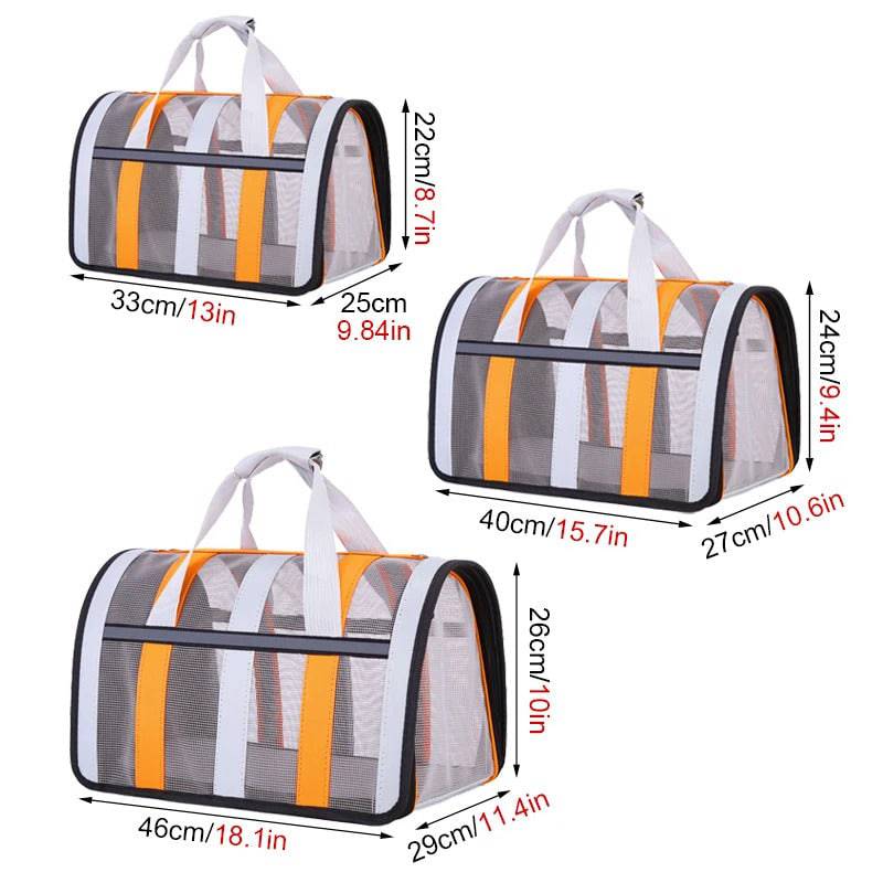 Orange Pet Carrying Bag Large Capacity Portable Breathable Shoulder Bag For Outdoor Use Suitable For All Seasons TRENDYPET'S ZONE