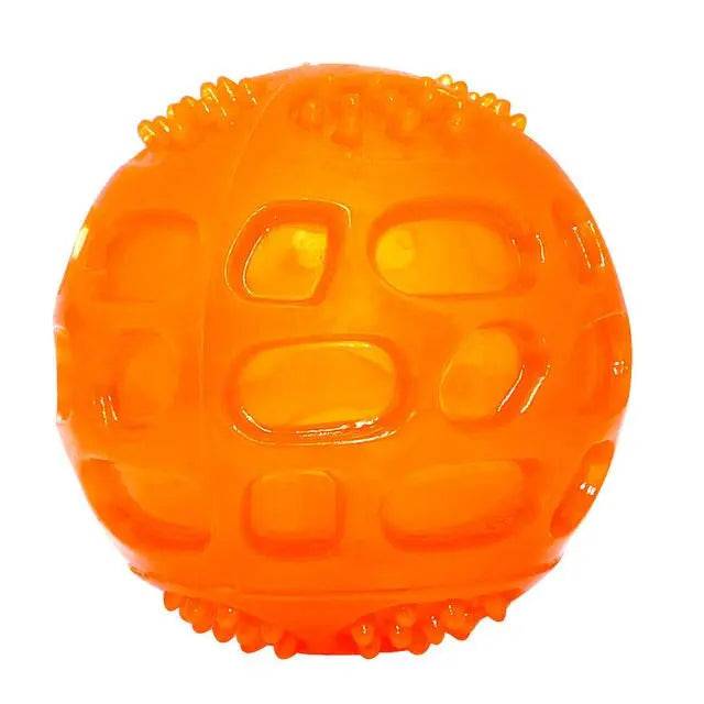 Orange Pet Dog Puppy Sounding Toy Squeaky Tooth Cleaning Ball Playing Pet Teeth Chew Rubber Toy Float Funny Pet Dental Care Accessories TRENDYPET'S ZONE