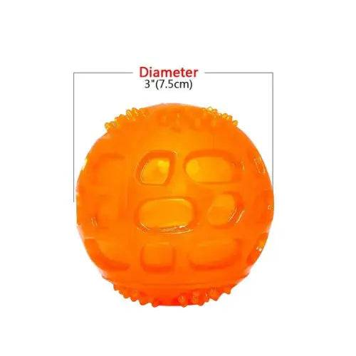 Orange Pet Dog Puppy Sounding Toy Squeaky Tooth Cleaning Ball Playing Pet Teeth Chew Rubber Toy Float Funny Pet Dental Care Accessories TRENDYPET'S ZONE