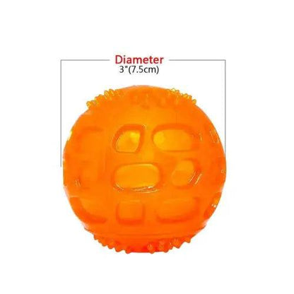 Orange Pet Dog Puppy Sounding Toy Squeaky Tooth Cleaning Ball Playing Pet Teeth Chew Rubber Toy Float Funny Pet Dental Care Accessories TRENDYPET'S ZONE