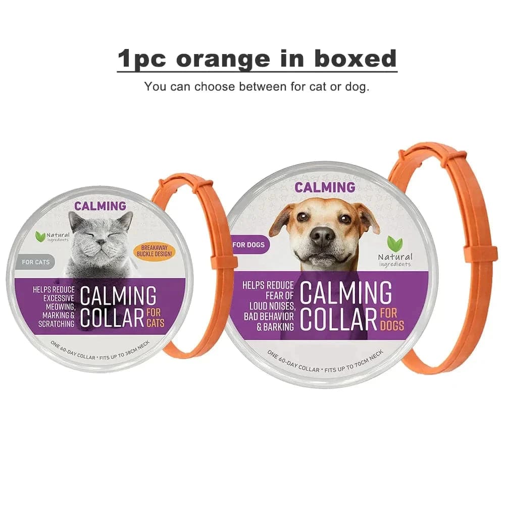 Orange Safe Cat Calming Collar 1Pack/60Days Adjustable Anxiety Reduction Pheromone Lasting Natural Calm Pet Collar Boxed OPP Bag - Trendypet's Zone