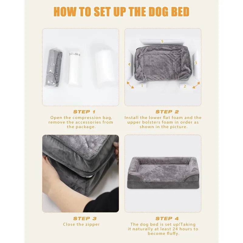 Orthopedic Dog Beds Dog Waterproof Bed with Sides Non-Slip Bottom Couch Puppy Bed Removable And Washable, Sizes XS - 2XL Plus TRENDYPET'S ZONE