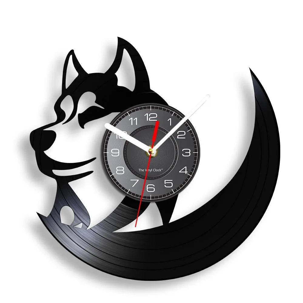 Pet Art Siberian Husky Vinyl Record Wall Clock (LED) Arctic Home Decor Gift for Dog Lovers - Trendypet's Zone