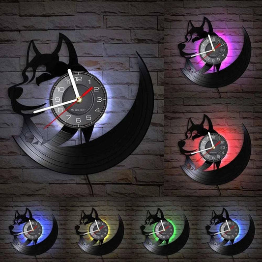 Pet Art Siberian Husky Vinyl Record Wall Clock (LED) Arctic Home Decor Gift for Dog Lovers TRENDYPET'S ZONE