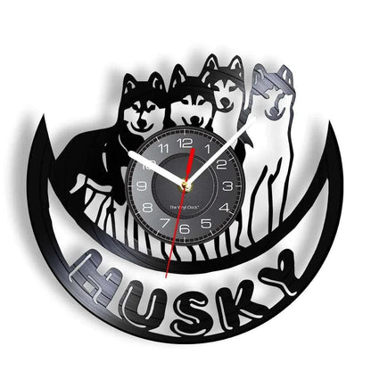 Pet Art Vinyl Record Wall Clock Vinyl Record (LED) Arctic Home Decor Breed Siberian Husky Dog Nice Clock Gift for Dog Lovers TRENDYPET'S ZONE