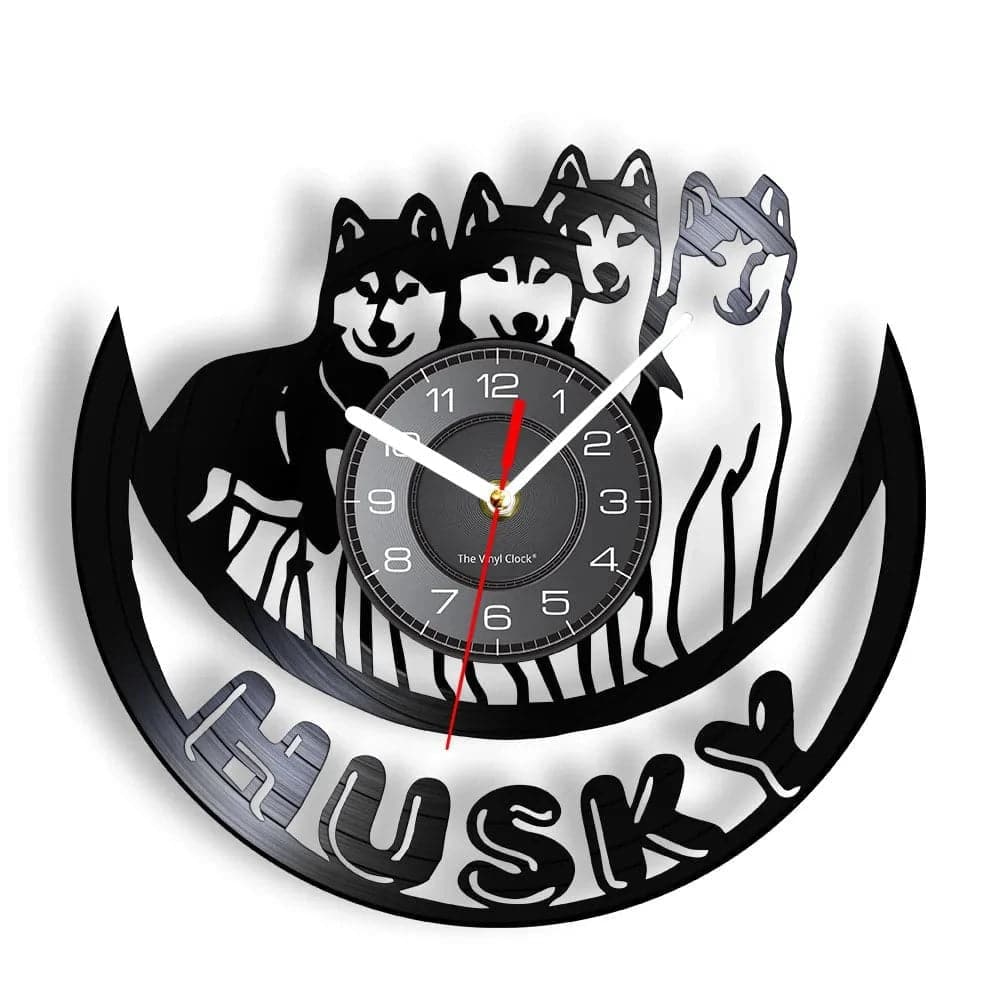 Pet Art Vinyl Record Wall Clock Vinyl Record (WITHOUT LED) Arctic Home Decor Breed Pet Art Siberian Husky Dog Nice Clock Gift for Dog Lovers - Trendypet's Zone