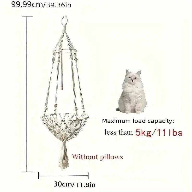 Pet Cat Hammock Swing Bed Handwoven Tapestry Cotton Macrame for Home Indoor Outdoor Wall Hanging TRENDYPET'S ZONE