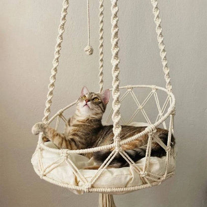 Pet Cat Hammock Swing Bed Handwoven Tapestry Cotton Macrame for Home Indoor Outdoor Wall Hanging TRENDYPET'S ZONE