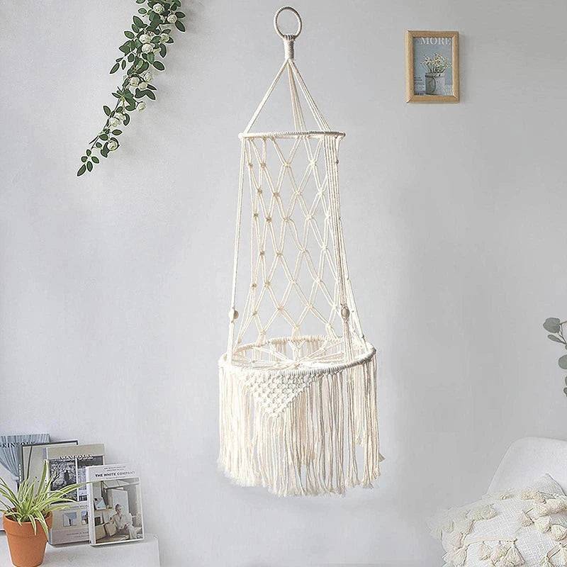 Pet Cat Hanging Bed Woven Hammock Cotton Rope Swing Tassel White Sleeping Nest Pet Kitten Thread Toy Basket TRENDYPET'S ZONE