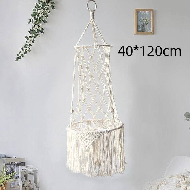 Pet Cat Hanging Bed Woven Hammock Cotton Rope Swing Tassel White Sleeping Nest Pet Kitten Thread Toy Basket TRENDYPET'S ZONE