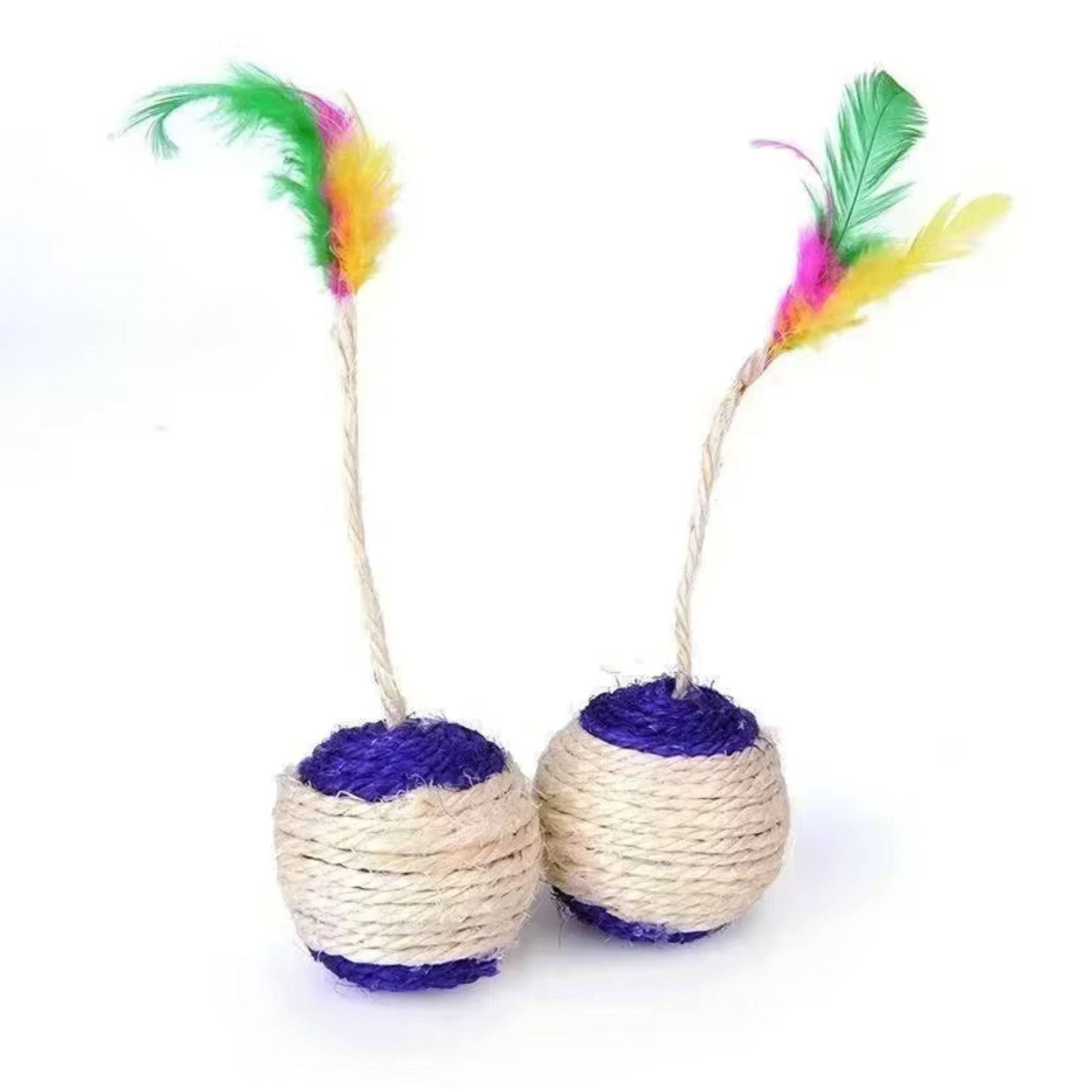 Pet Cat Toys Kitten Sisal Scratching Ball Training Interactive Feather Toy - Trendypet's Zone