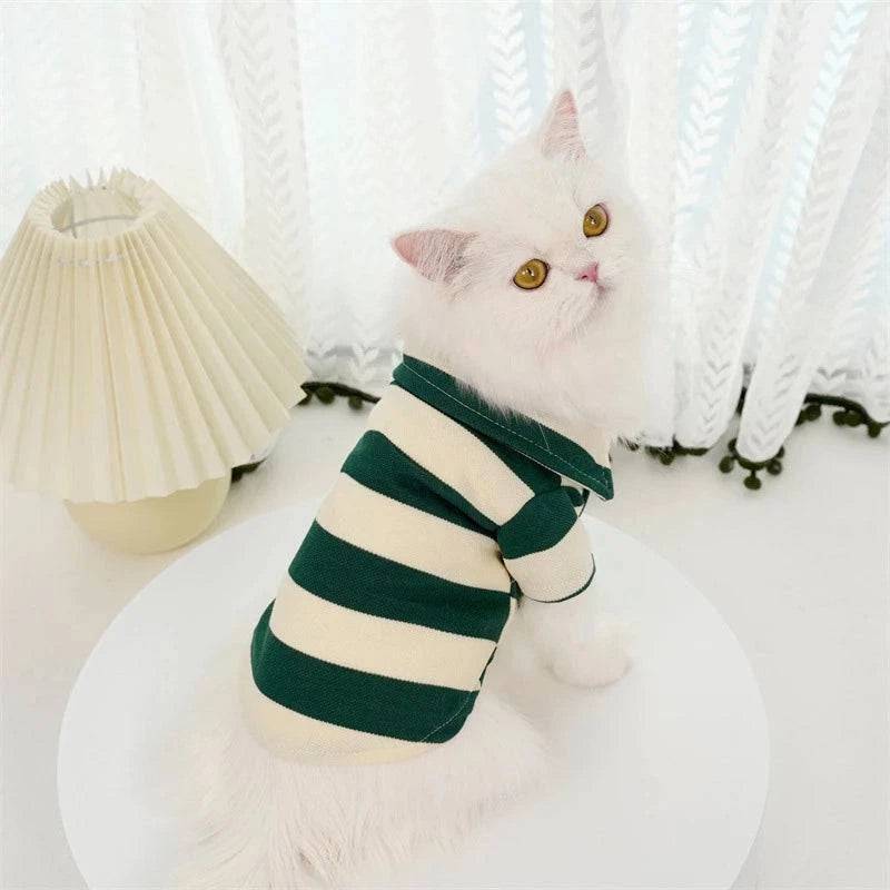 Pet Polo Shirt Summer Cat Clothes Casual Clothing for Small Large Kitten T-shirt Shirts - Trendypet's Zone