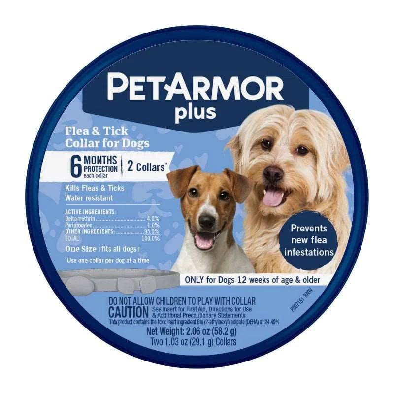 PetArmor Plus Flea & Tick Collar for Dogs, Long Lasting Protection for 12 Months, Water Resistant, One-Size-Fits-All, 6-Months Protection Each, 2 Collars - Trendypet's Zone