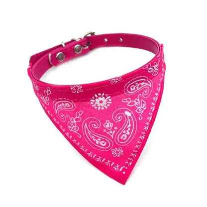 Pink Adjustable cat and dog bandana collar PU pet neck scarf with printed triangle scarf TRENDYPET'S ZONE