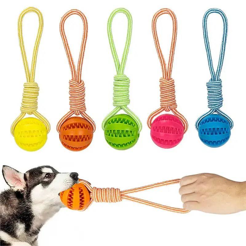 Pink Ball Hemp Rope Toys Treat Interactive Rubber Leaking Balls for Small Dogs Chewing Bite Resistant Pet Tooth Cleaning - Trendypet's Zone