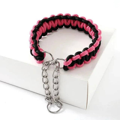 Pink Black Woven Dog Collars P Chain Nylon Adjustable Collar For Small Medium And Large Dogs TRENDYPET'S ZONE